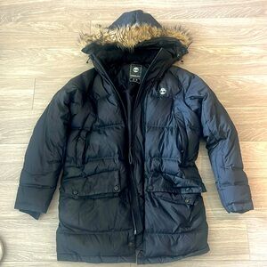 Timberland puffer long coat small with duck down filling